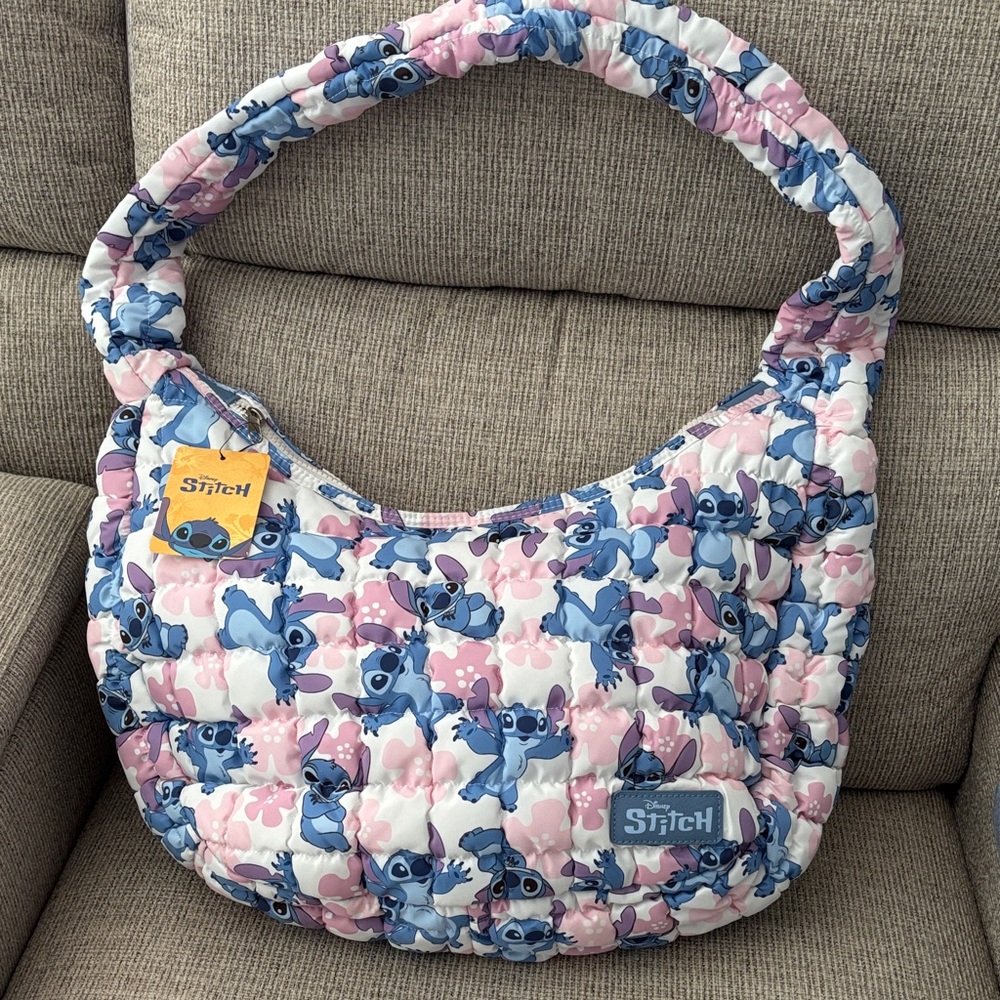 Disney Stitch Blue and Pink Quilted Bag